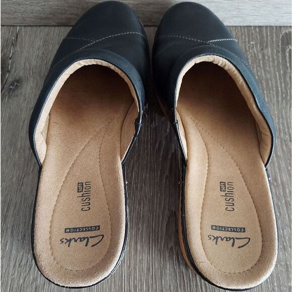 Clarks | Black Preslet Sheen Leather Clog Size 10 - Picture 6 of 10